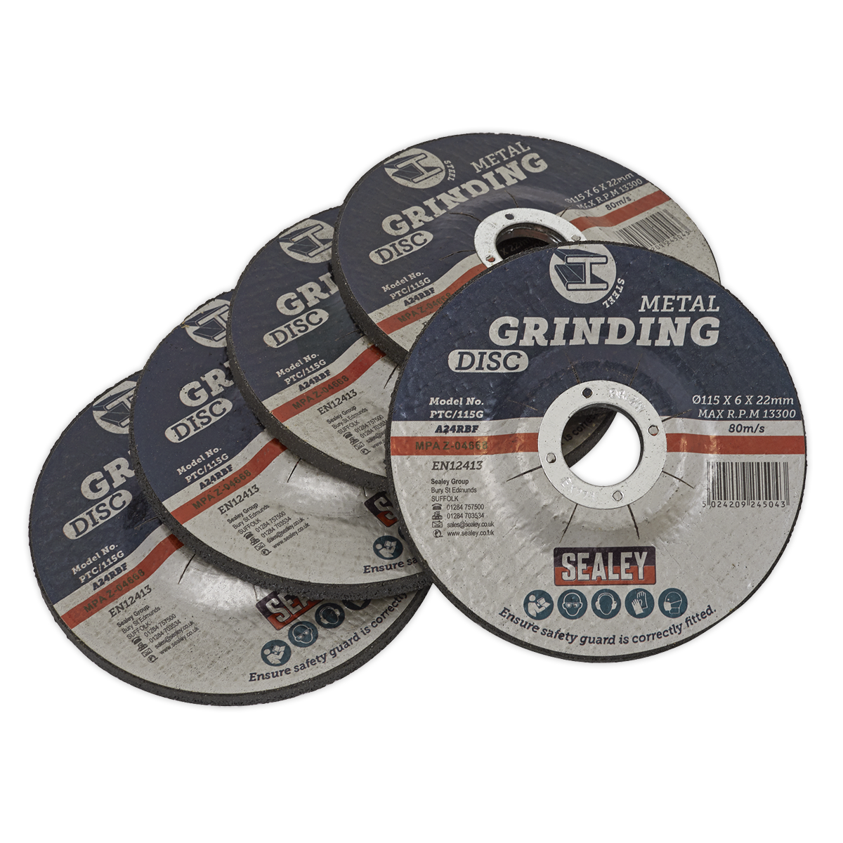 Grinding Disc O115 X 6mm 22mm Bore Pack Of 5 Sealey Ptc 115g5 Ebay