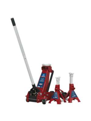 Trolley Jack 3tonne Standard Chassis with Axle Stands (Pair) 3tonne Capacity per Stand
