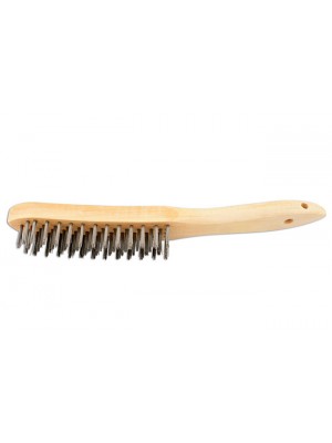 4 Row Wooden Handle Wire Scratch Brush - Pack 4