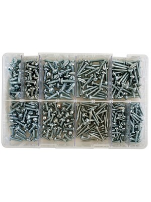 Assorted Self Tapping Pan Pozi Screws 8-12 Box - 330 Pieces