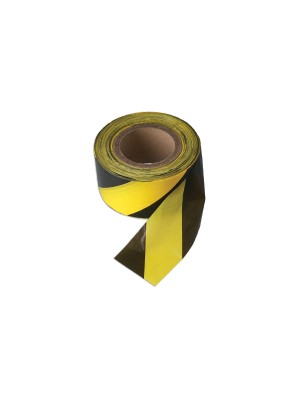 Black & Yellow Barrier Tape 75mm x 500m Non Adhesive Pack 1
