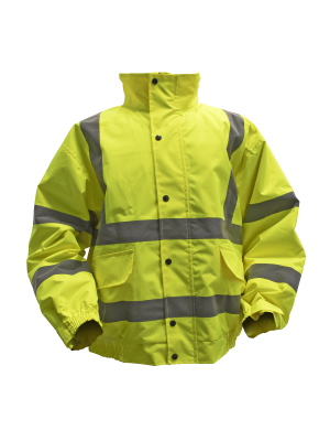 Hi-Vis Yellow Jacket with Quilted Lining & Elasticated Waist - Large