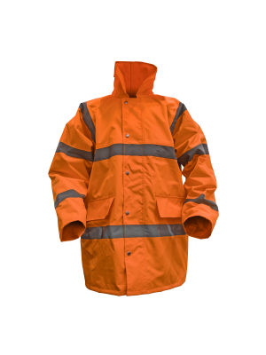 Hi-Vis Orange Motorway Jacket with Quilted Lining - Large