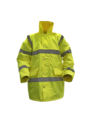Hi-Vis Yellow Motorway Jacket with Quilted Lining - Large