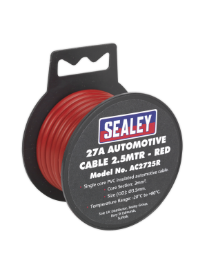 Automotive Cable Thick Wall 27A 2.5m Red