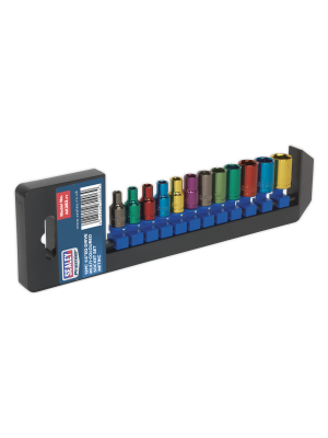 Multi-Coloured Socket Set 12pc 1/4"Sq Drive 6pt WallDrive® Metric