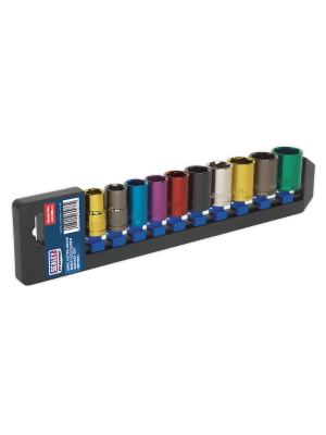 Multi-Coloured Socket Set 10pc 1/2"Sq Drive WallDrive® Metric