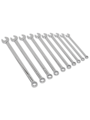 Combination Spanner Set 10pc Extra-Long Metric