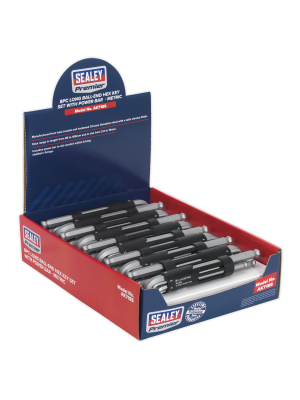 Ball-End Hex Key Set with Power Bar 8pc Long Display Box of 10
