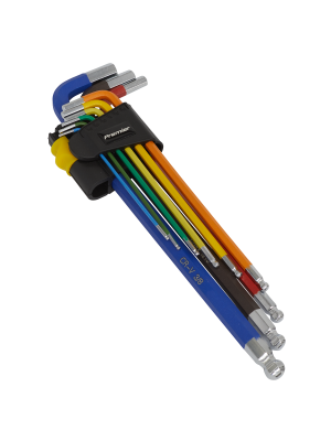 Ball-End Hex Key Set Extra-Long 9pc Colour-Coded Imperial