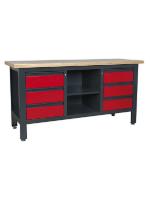 Workstation with 6 Drawers & Open Storage
