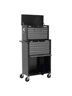 Topchest & Rollcab Combination 13 Drawer with Ball Bearing Slides - Black/Grey