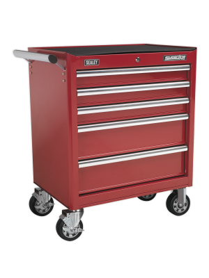 Rollcab 5 Drawer with Ball Bearing Slides - Red