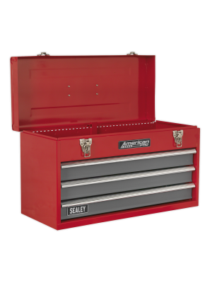 Tool Chest 3 Drawer Portable with Ball Bearing Slides - Red/Grey