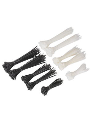 Cable Tie Assortment Black/White Pack of 600