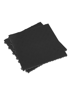 Polypropylene Floor Tile 400 x 400mm - Black Treadplate - Pack of 9