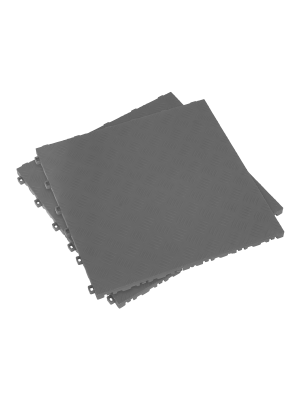 Polypropylene Floor Tile 400 x 400mm - Grey Treadplate - Pack of 9