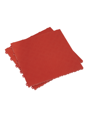 Polypropylene Floor Tile 400 x 400mm - Red Treadplate - Pack of 9