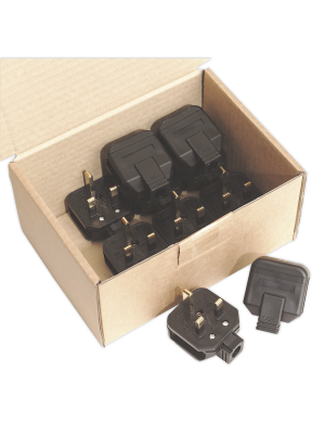 Black 13A heavy-Duty Plug Pack of 10
