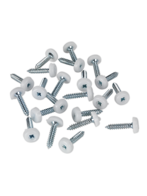 Numberplate Screw Plastic Enclosed Head 4.8 x 24mm White Pack of 50