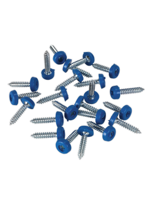 Numberplate Screw Plastic Enclosed Head 4.8 x 24mm Blue Pack of 50