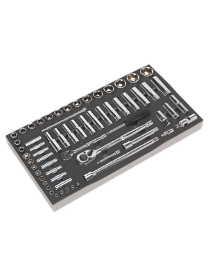 Tool Tray with Socket Set 62pc 1/4" & 1/2"Sq Drive Metric