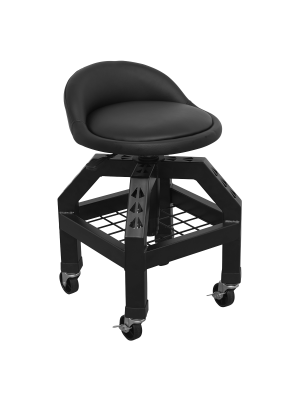 Creeper Stool Pneumatic with Adjustable Height Swivel Seat & Back Rest