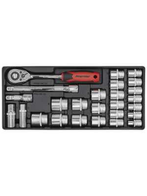 Tool Tray with Socket Set 26pc 1/2"Sq Drive