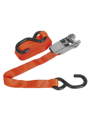 Ratchet Tie Down 25mm x 4.5m Polyester Webbing with S-Hook 800kg Breaking Strength