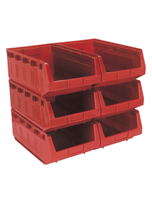 Plastic Storage Bin 310 x 500 x 190mm - Red Pack of 6
