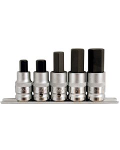 Hex Socket Bit Set 1/2"D 5pc
