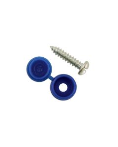 Number Plate Security Screws 6 x 20mm Blue Cap 100pc