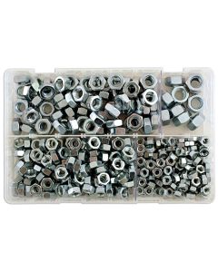 Assorted MM Plain Steel Nuts Box 370pc