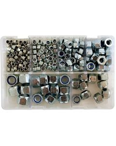 Assorted MM Nyloc Steel Nuts Box 220pc