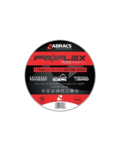 Abracs Extra Thin Flat Cutting Discs 115mm x 1.0mm 10pc