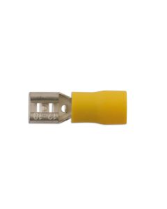 Yellow Female Push On Insulated Terminal 6.3mm 10pc