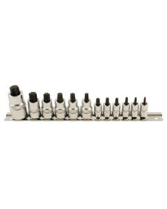 Stubby Star Socket Bit Set 1/4"D, 3/8"D, 1/2"D 12pc