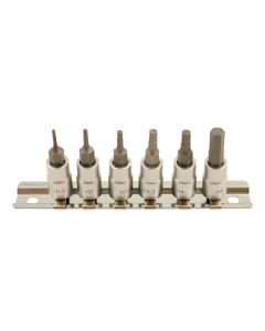Hex Socket Bit Set 1/4"D 6pc