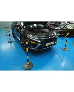 Set of 6 Posts & Bases with Chain (Black/Yellow)
