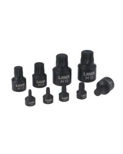 Low Profile Spline Socket Bit Set 1/4"D, 3/8"D, 1/2"D 9pc
