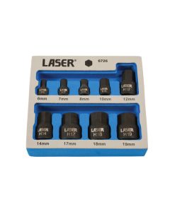Low Profile Impact Hex Socket Bit Set 1/4"D, 3/8"D 9pc
