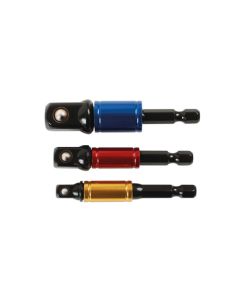 Socket Adaptor Set, Rotating Sleeve 1/4"D, 3/8"D, 1/2"D 3pc