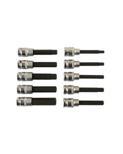 Long Hex Socket Bit Set 1/2"D 10pc