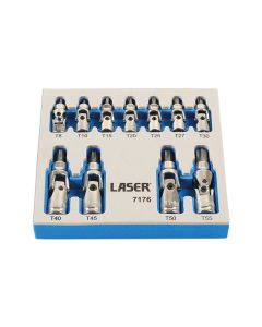 Tamperproof U/J Star Socket Bit Set 1/4"D, 3/8"D 11pc