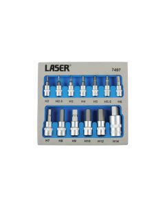 Security Hex Socket Bit Set 1/4"D, 3/8"D, 1/2"D 13pc